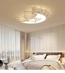 Modern chandelier under a suspended ceiling in the bedroom photo
