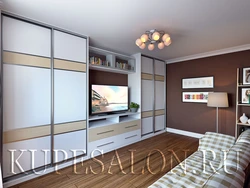 Modern wardrobes with TV in the bedroom photo