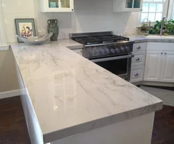 Countertop made of artificial marble for the kitchen photo