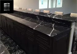 Mətbəx fotoşəkili üçün süni mərmərdən hazırlanmış tezgah