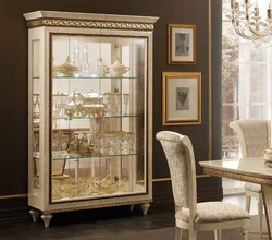 Photo display case for dishes in the living room inexpensively