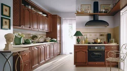 Brown kitchen photo which wallpaper is suitable