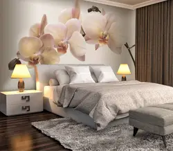Photo wallpaper in the bedroom flowers above the bed photo