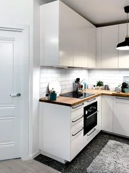 Ошхона Сафед Бо Countertop Чӯбӣ Ва Дастаки Сиёҳ Дар Дохили