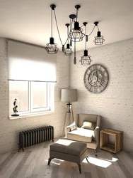 Qonaq otağının interyerində loft tipli çilçıraqlar