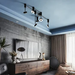 Qonaq otağının interyerində loft tipli çilçıraqlar