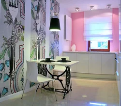 Kitchen wall design painting in two colors
