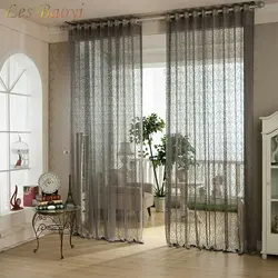 Tulle in the bedroom interior photo without curtains