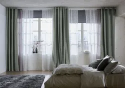 Interior curtains for a bedroom with one window photo