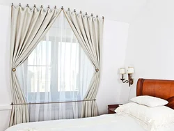 Interior curtains for a bedroom with one window photo
