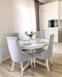 Beige chairs for the kitchen in the interior