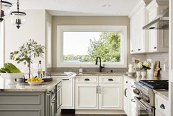 Kitchen interior if the stove is near the window