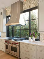 Kitchen interior if the stove is near the window