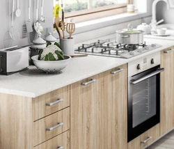 Sonoma oak countertop in the kitchen interior