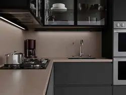Sonoma oak countertop in the kitchen interior