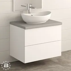 Tezgah üstü lavabo fotoşəkili olan hamam şkafı