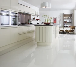 Light floor tiles for kitchen design