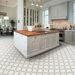 Light floor tiles for kitchen design