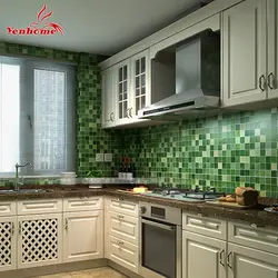 Кухня з зялёным фартухом з пліткі дызайн
