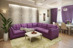 Lilac gray living room interior