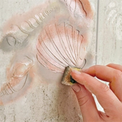 Imitation tiles in a bathroom made of plaster with your own hands photo