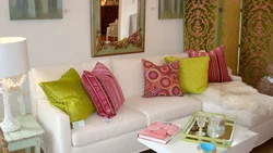 Decorative Pillows In The Living Room Interior Photo