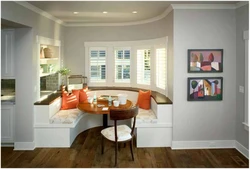 Kitchen design living room sofa by the window