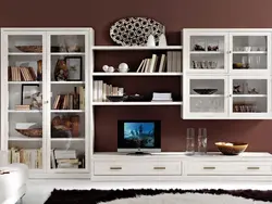 Wardrobe with glass in the living room in a modern style photo