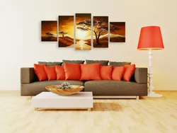 Modular paintings for the living room photos on the wall above the sofa