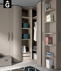 Small bedroom design with corner wardrobe