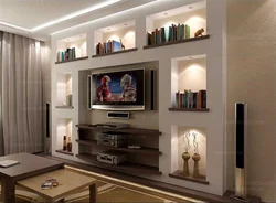 Plasterboard wall design in living room