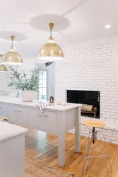 Kitchen design with white bricks