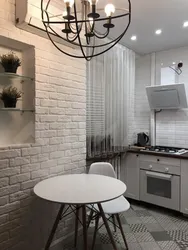 Kitchen design with white bricks