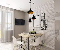 Kitchen design with white bricks