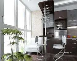 Кухня с балконом и барной стойкой дизайн