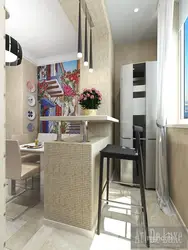 Кухня с балконом и барной стойкой дизайн