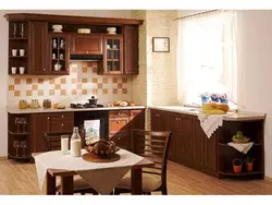 Wallpaper for the kitchen under a brown set photo