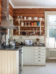 Kitchen apron for a wooden house photo