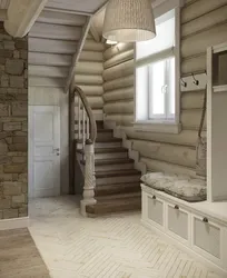 Hallway at the dacha in a wooden house photo design