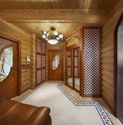 Hallway at the dacha in a wooden house photo design