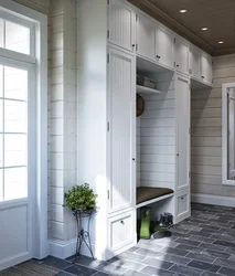 Hallway at the dacha in a wooden house photo design