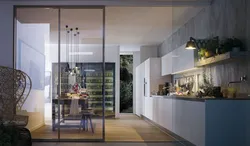 Glass wall in the kitchen photo
