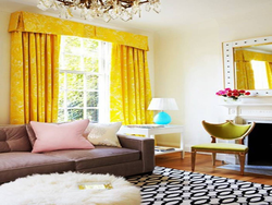 Curtains for yellow walls in the living room photo