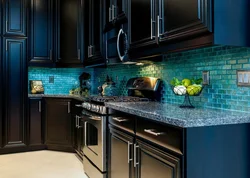 Blue apron for kitchen interior