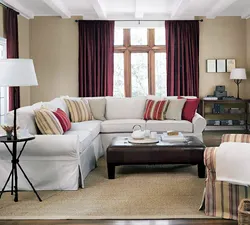 Living room interior corner sofa by the window