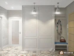 White wardrobe in the hallway in the interior
