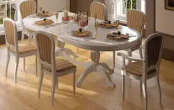 Mətbəx fotoşəkili üçün oval masa stulları