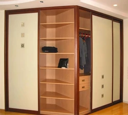 Sloping wardrobe in the hallway photo in modern