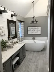 Bathroom interior gray floor
