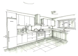 House interior drawing kitchen